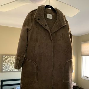VELVET - FAUX SUEDE CHOCOLATE BROWN COAT LARGE